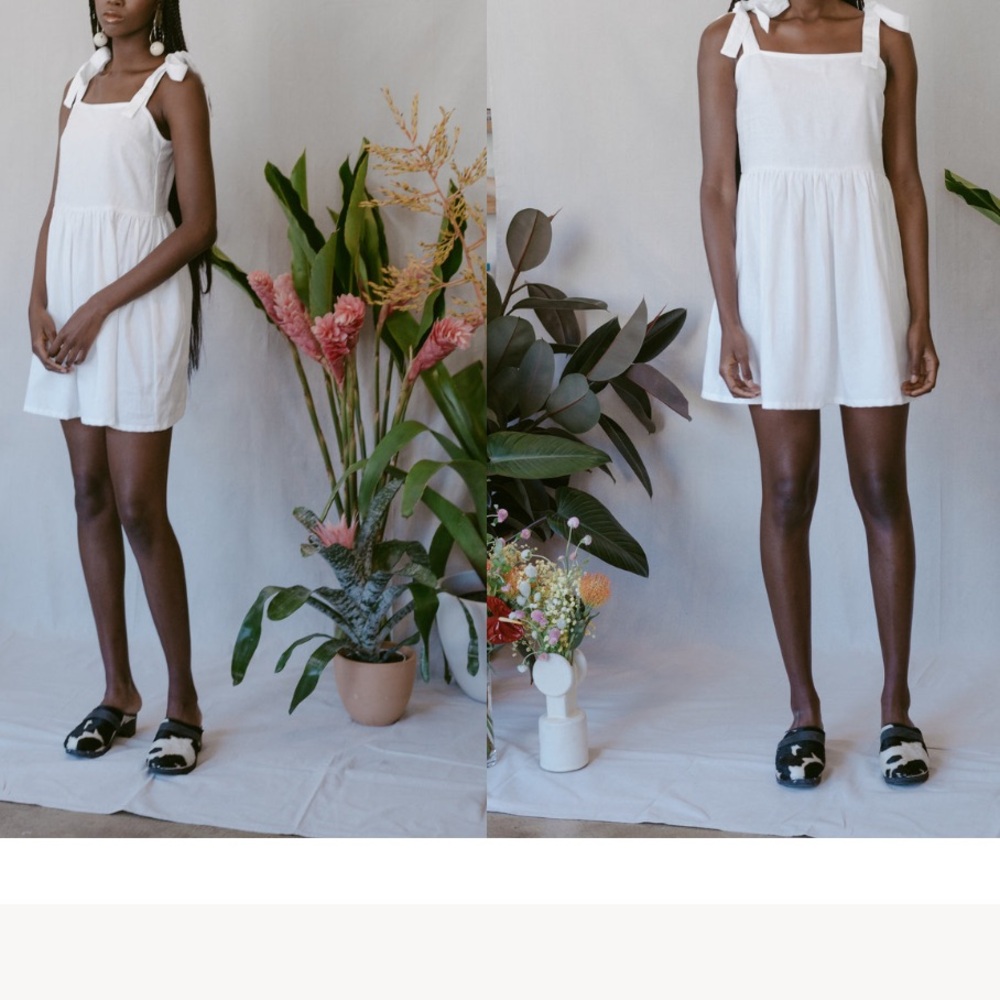 Lykke Wullf S White Tie Linen Blend Elegant Cream Mini Dress